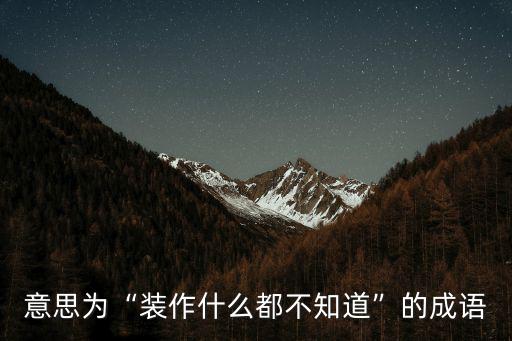 意思為“裝作什么都不知道”的成語(yǔ)