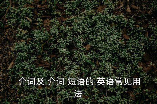  介詞及 介詞 短語的 英語常見用法
