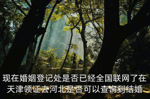 現(xiàn)在婚姻登記處是否已經(jīng)全國(guó)聯(lián)網(wǎng)了在天津領(lǐng)證去河北是否可以查詢到結(jié)婚