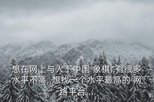 想在網上與人下中國 象棋,,有很多水平不高,,想找一個水平最高的 網絡平臺...