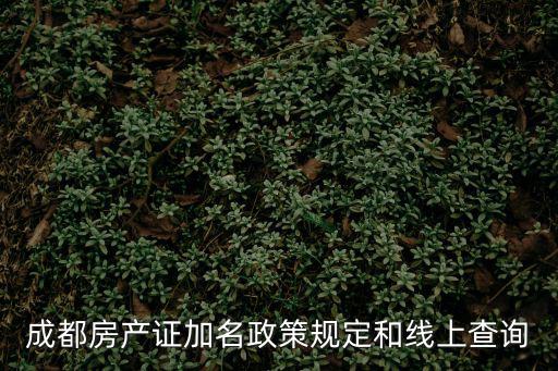 成都房產證加名政策規定和線上查詢