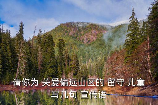 請你為 關愛偏遠山區的 留守 兒童寫幾句 宣傳語