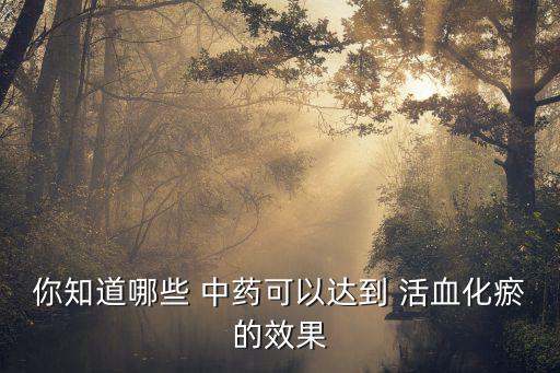你知道哪些 中藥可以達到 活血化瘀的效果