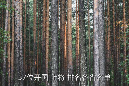 57位開國 上將 排名各省名單
