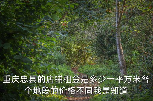 重慶忠縣的店鋪租金是多少一平方米各個地段的價格不同我是知道