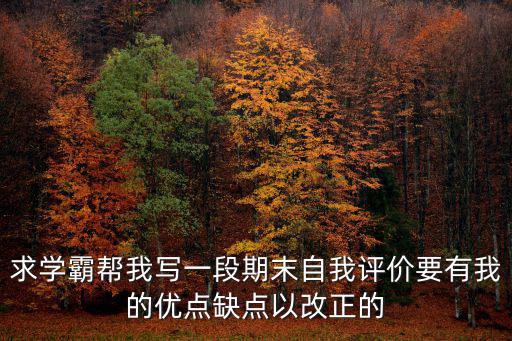 求學霸幫我寫一段期末自我評價要有我的優點缺點以改正的