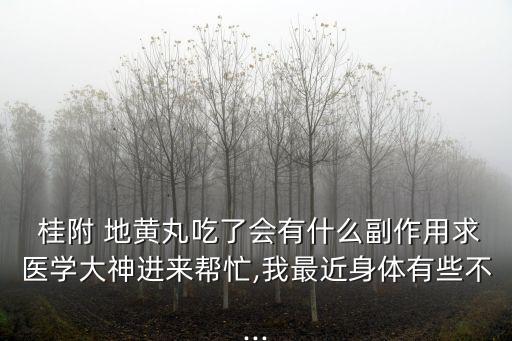  桂附 地黃丸吃了會有什么副作用求醫學大神進來幫忙,我最近身體有些不...