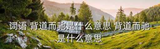 背道而馳什么意思,背道而馳的同義詞:走相反的路和分道揚鑣