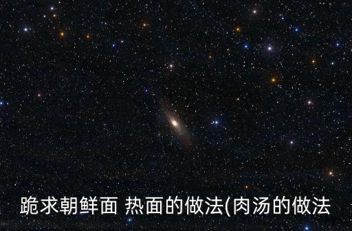 跪求朝鮮面 熱面的做法(肉湯的做法