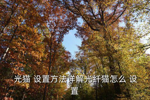  光貓 設(shè)置方法詳解光纖貓?jiān)趺?設(shè)置