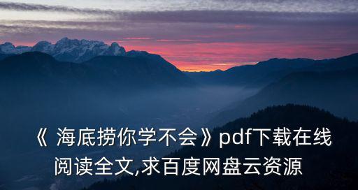 《 海底撈你學不會》pdf下載在線閱讀全文,求百度網盤云資源