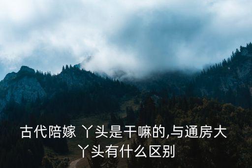 古代陪嫁 丫頭是干嘛的,與通房大 丫頭有什么區(qū)別
