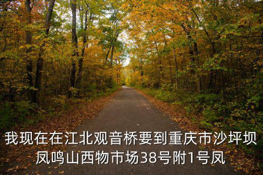 我現在在江北觀音橋要到重慶市沙坪壩鳳鳴山西物市場38號附1號鳳