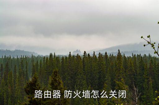  路由器 防火墻怎么關閉