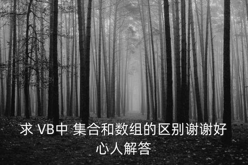 求 VB中 集合和數組的區(qū)別謝謝好心人解答