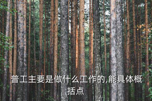  普工主要是做什么工作的,能具體概括點