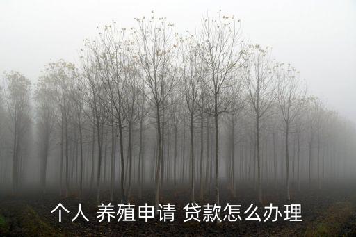 個人 養殖申請 貸款怎么辦理