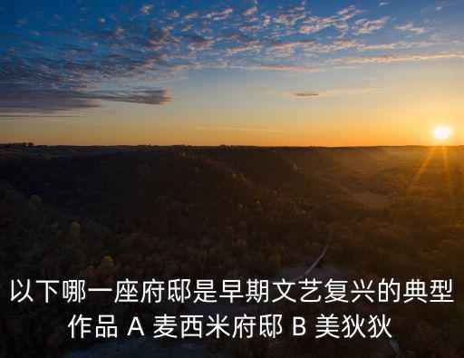 以下哪一座府邸是早期文藝復(fù)興的典型作品 A 麥西米府邸 B 美狄狄