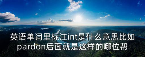 英語單詞里標注int是什么意思比如pardon后面就是這樣的哪位幫