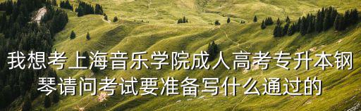 我想考上海音樂學院成人高考專升本鋼琴請問考試要準備寫什么通過的