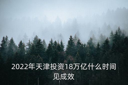 2022年天津投資18萬億什么時間見成效