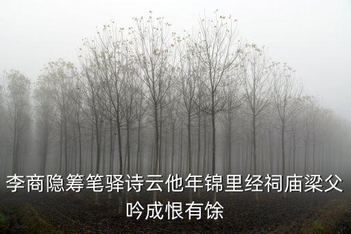 李商隱籌筆驛詩云他年錦里經祠廟梁父吟成恨有馀