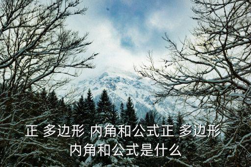 正 多邊形 內角和公式正 多邊形 內角和公式是什么