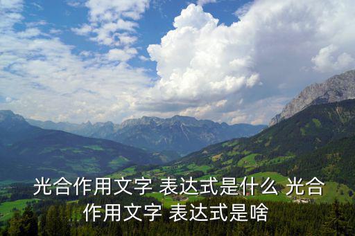 光合作用表達式,植物的生長發育過程