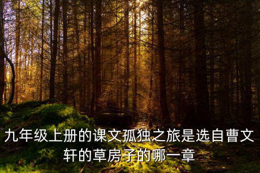 九年級上冊的課文孤獨之旅是選自曹文軒的草房子的哪一章
