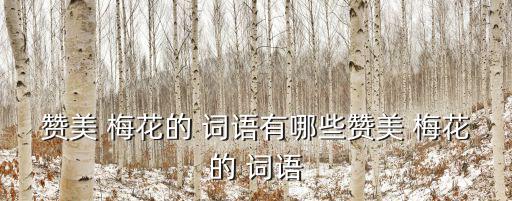 贊美 梅花的 詞語有哪些贊美 梅花的 詞語