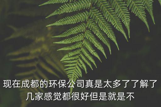 現在成都的環保公司真是太多了了解了幾家感覺都很好但是就是不