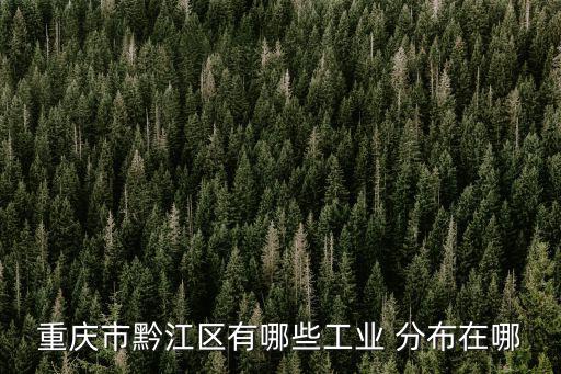 重慶市黔江區有哪些工業 分布在哪