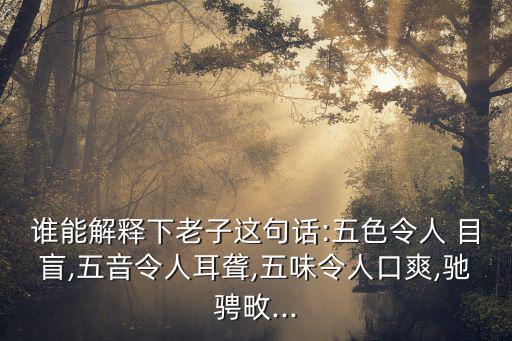 誰能解釋下老子這句話:五色令人 目盲,五音令人耳聾,五味令人口爽,馳騁畋...