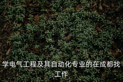 學電氣工程及其自動化專業的在成都找工作
