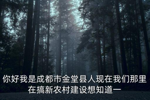 你好我是成都市金堂縣人現(xiàn)在我們那里在搞新農(nóng)村建設(shè)想知道一