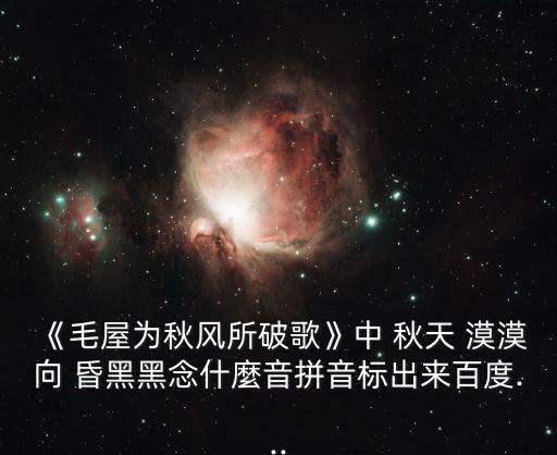 《毛屋為秋風所破歌》中 秋天 漠漠向 昏黑黑念什麼音拼音標出來百度...