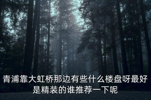 青浦靠大虹橋那邊有些什么樓盤呀最好是精裝的誰推薦一下呢