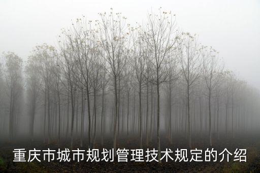 重慶市城市規劃管理技術規定的介紹