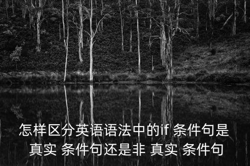 怎樣區分英語語法中的if 條件句是 真實 條件句還是非 真實 條件句