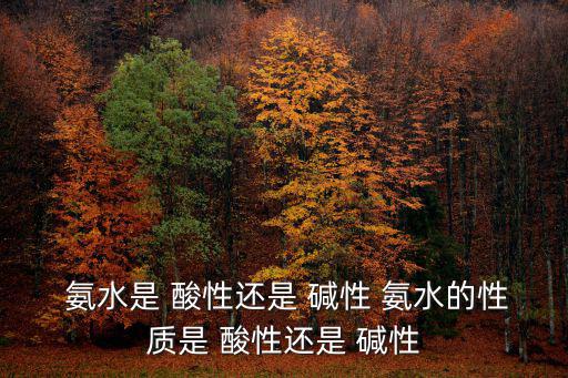  氨水是 酸性還是 堿性 氨水的性質是 酸性還是 堿性