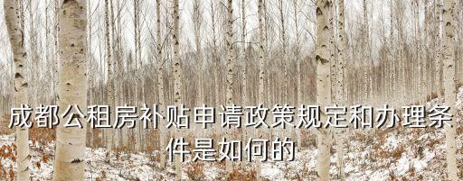 成都公租房補貼申請政策規(guī)定和辦理條件是如何的