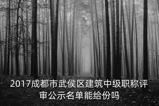 2017成都市武侯區建筑中級職稱評審公示名單能給份嗎