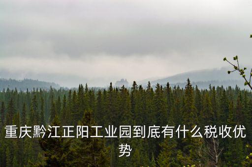 重慶黔江正陽工業園到底有什么稅收優勢