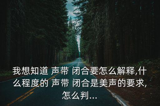 我想知道 聲帶 閉合要怎么解釋,什么程度的 聲帶 閉合是美聲的要求,怎么判...