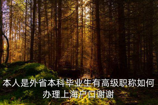 本人是外省本科畢業(yè)生有高級(jí)職稱如何辦理上海戶口謝謝