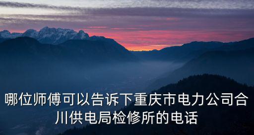 哪位師傅可以告訴下重慶市電力公司合川供電局檢修所的電話
