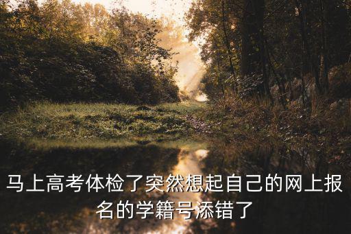 馬上高考體檢了突然想起自己的網上報名的學籍號添錯了