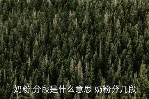  奶粉 分段是什么意思 奶粉分幾段