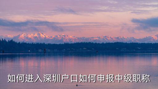 如何進入深圳戶口如何申報中級職稱