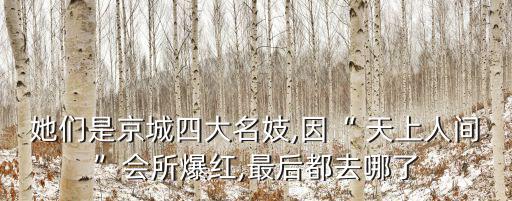 她們是京城四大名妓,因“ 天上人間”會所爆紅,最后都去哪了